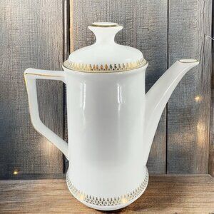 KRONESTER BAVARIA Fine Germany Porcelain Coffee Tea Pot Teapot White Gold Trim